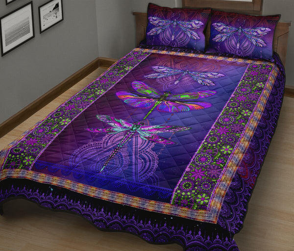 Quilt Bed Set - Dragonfly - Purple 2 - Love Quilt Bedding Set