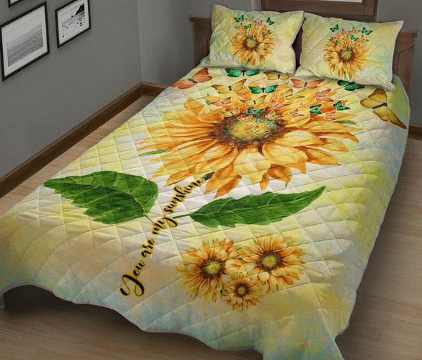 Beautiful Sunflower With Butterfly - Quilt Bed Set - Love Quilt Bedding Set