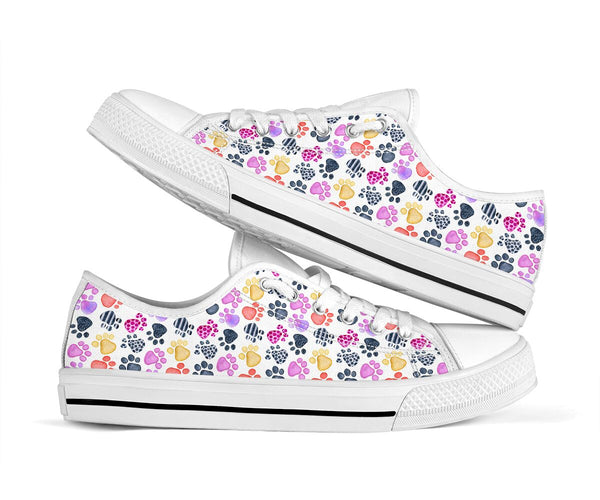 Dog Foot Watercolor Silhouette Low Top - TlShoes