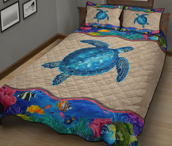 Turtle Color Mandala - Quilt Bed Set - Love Quilt Bedding Set