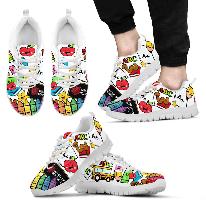 Teacher- Last Day Of School White Sneakers, Running Shoes, Shoes For Women, Shoes For Men, C- Love Sneakers