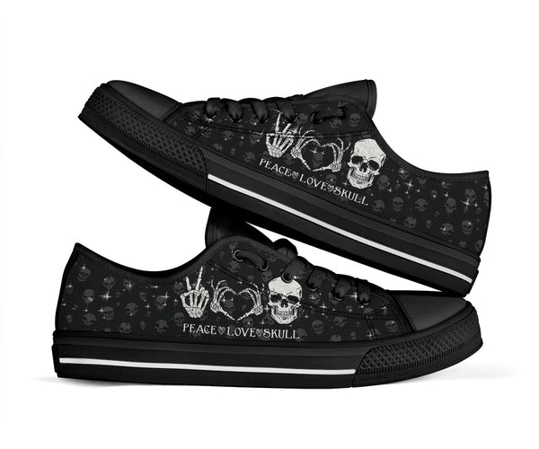 Peace Love Skull Lowtop Shoe - Love Love Top Shoes