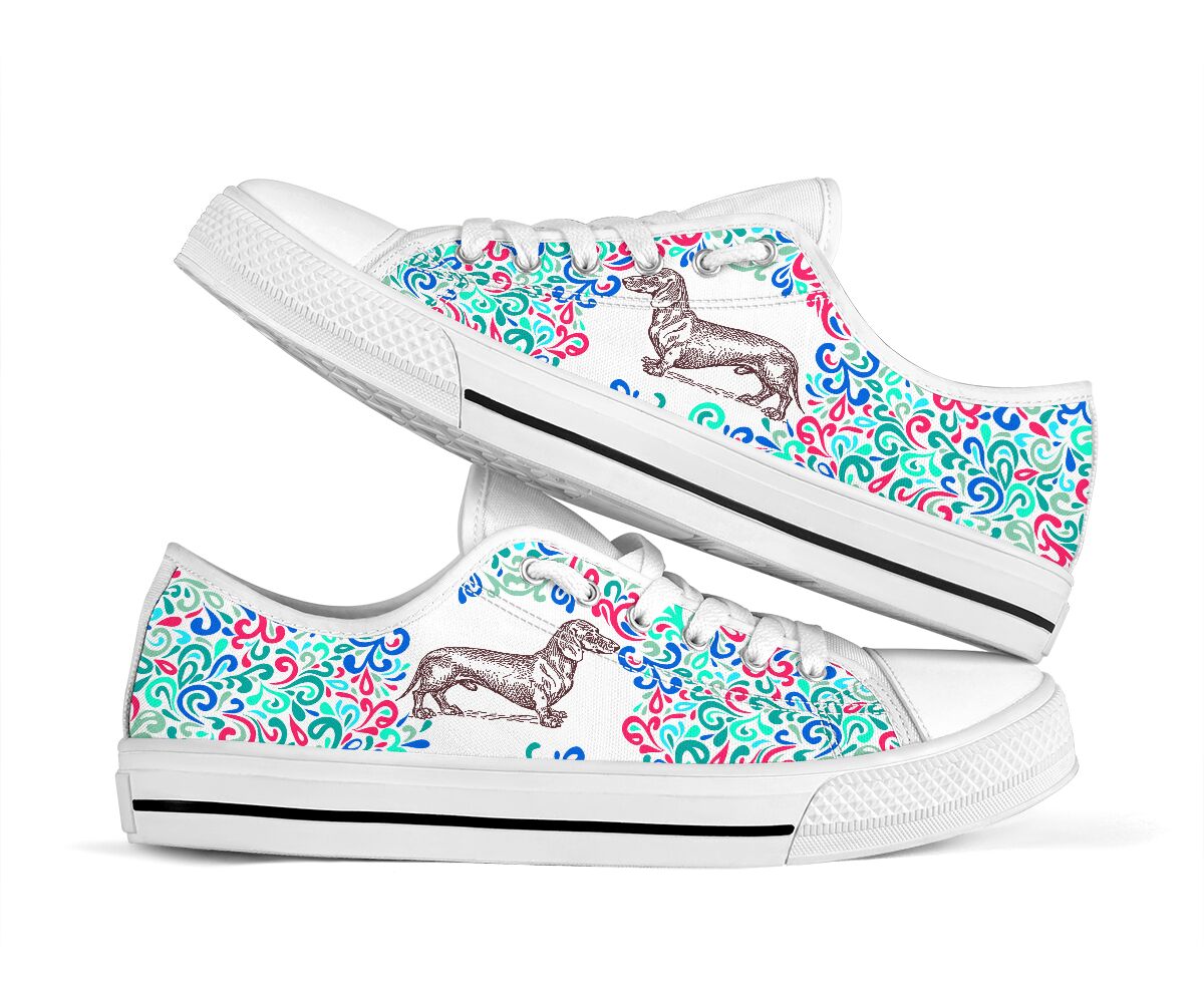 Dachshund Leafy Doodle - Low Top Shoe - Love Love Top Shoes