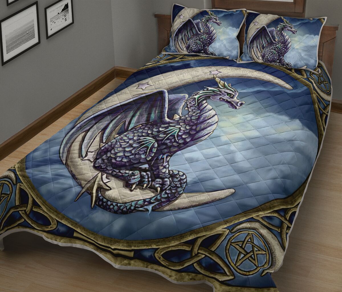 Cropped Moon Dragon Quilt Bed Set - Love Quilt Bedding Set