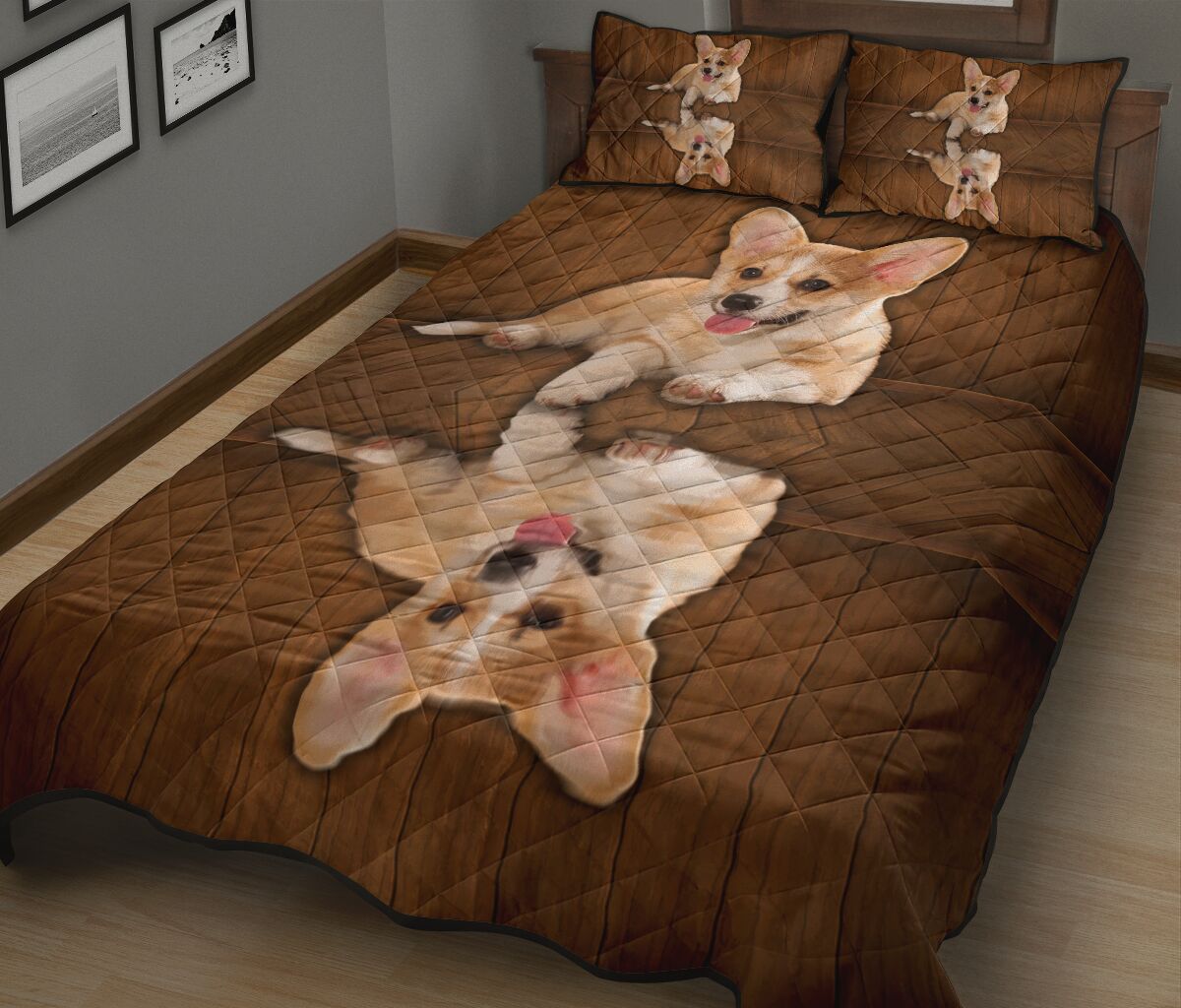 Pembroke Welsh Corgi Dog Quilt Bed Set - Love Quilt Bedding Set