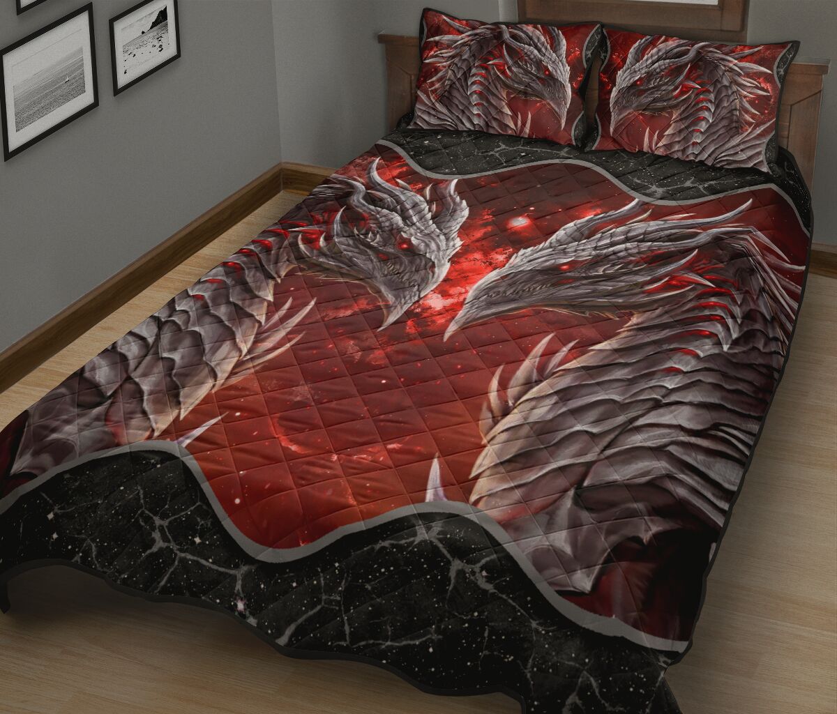 Dragon Head Quilt Bed Set - Love Quilt Bedding Set