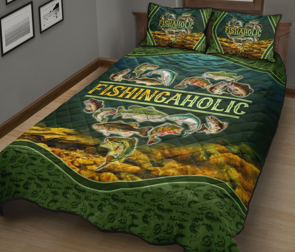 Fish - Fishaholic - Aholic - Quilt Bed Set 64 - Love Quilt Bedding Set