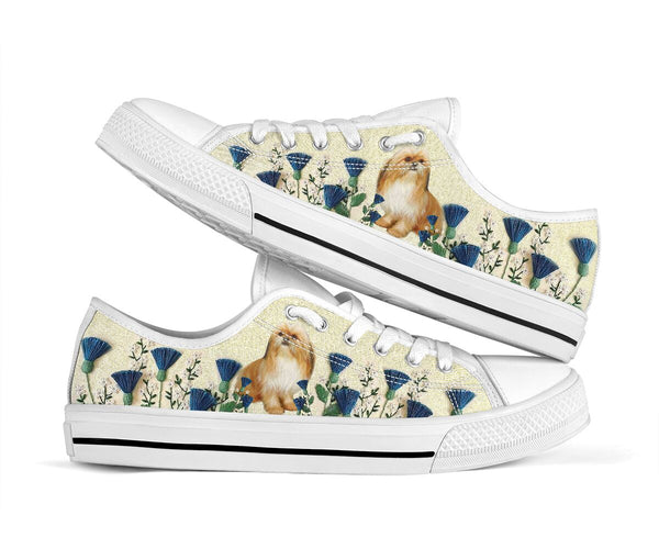 Shih Tzu Flower Embroide - Low Top Shoe - Love Low Top Shoes