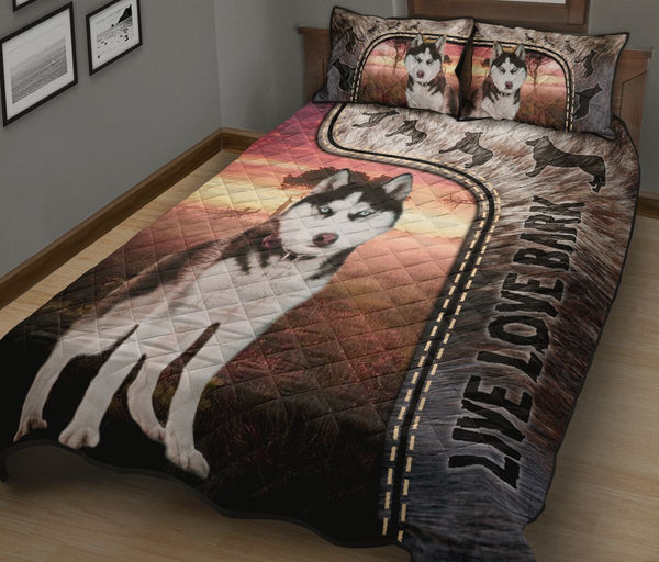 Live Love Bark Husky - Bed Set - Love Quilt Bedding Set