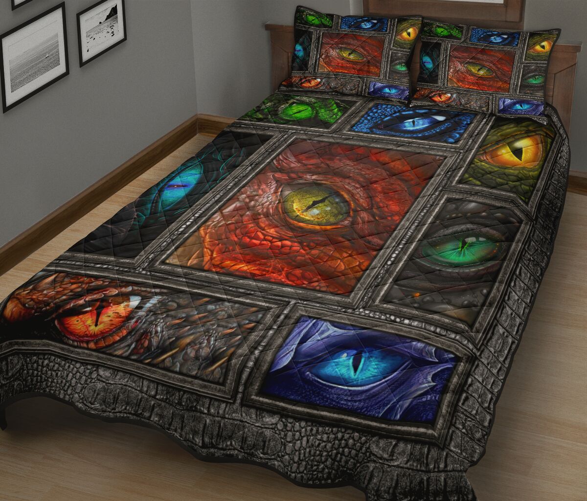 Dragon Frame Quilt Bed Set - Love Quilt Bedding Set