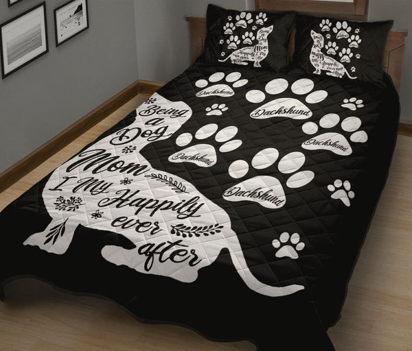 Dachshund Black And White - Bed Set - Love Quilt Bedding Set