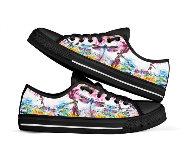 Dragonfly Flower Watercolor - Low Top - Nnl Shoe - Love Love Top Shoes