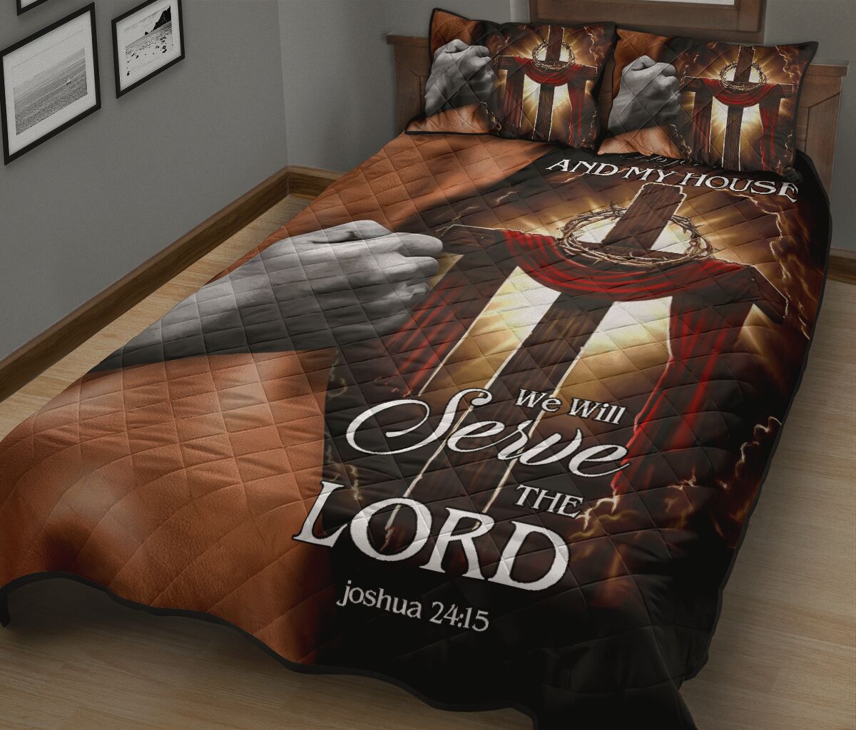 God Cross Leather Quilt Bed Set - Love Quilt Bedding Set