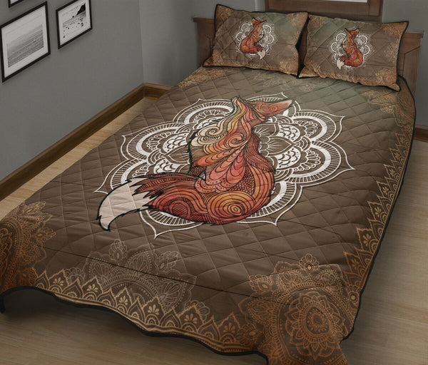 Fox Gold Mandala Style Quilt Bed Set - Love Quilt Bedding Set