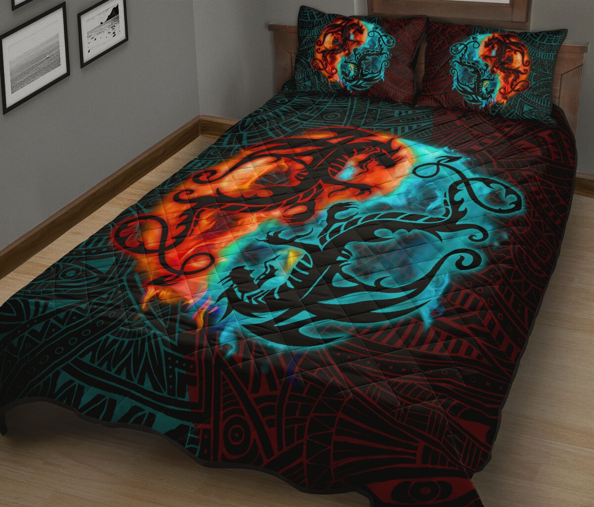 Dragon Tribal Style Quilt Bed Set- Love Quilt Bedding Set