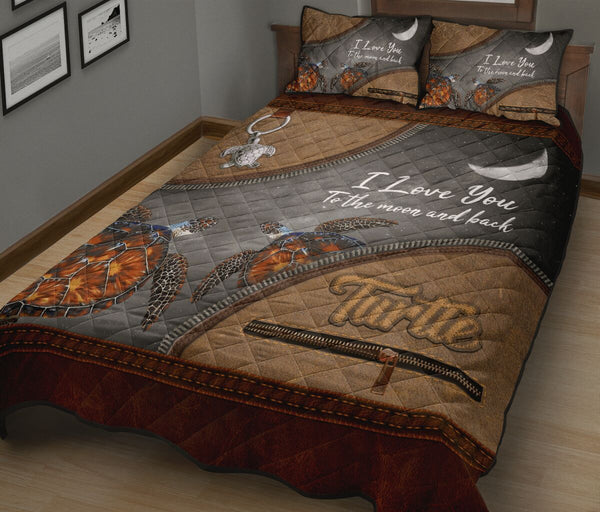 Turtle Sea Animal Leather Quilt Bed Set- Love Quilt Bedding Set