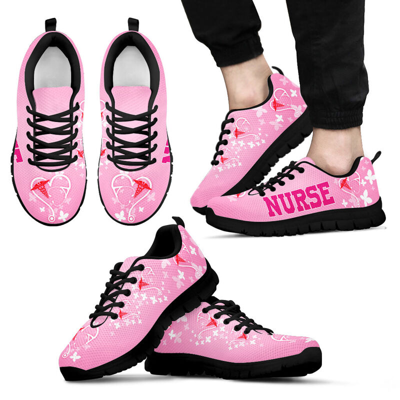 Nurse Bh Pink Shoes Sneakers, Running Shoes, Shoes For Women, Shoes For Men, Custom Shoes, L- Love Sneakers