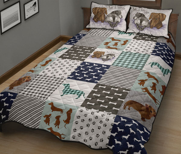 Dachshund Square Pattern - Bed Set - Love Quilt Bedding Set