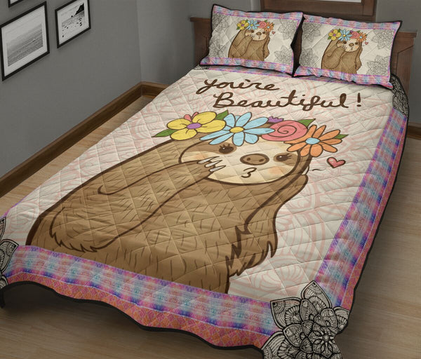 Sloth Quilt Bed Set 85 - Love Quilt Bedding Set