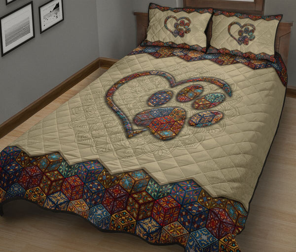 Quilt Bed Set - Mandala - Paw Heart 87 - Love Quilt Bedding Set