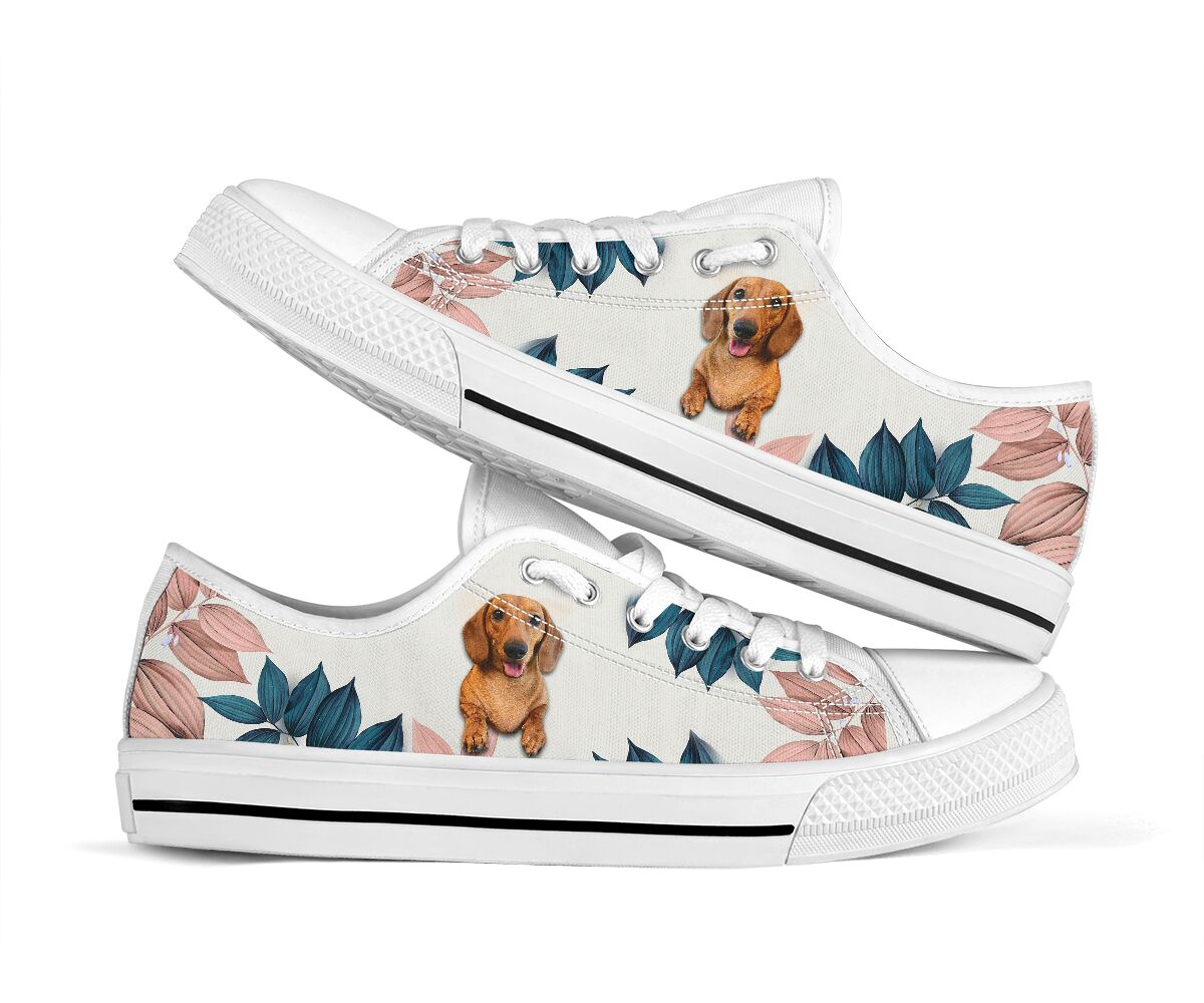Dachshund Flower Pink - Low Top Shoe - Love Love Top Shoes