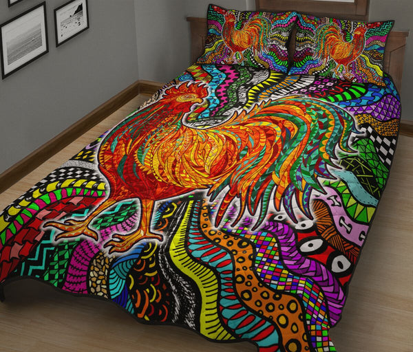 Chicken Colorful Style Quilt Bed Set - Love Quilt Bedding Set