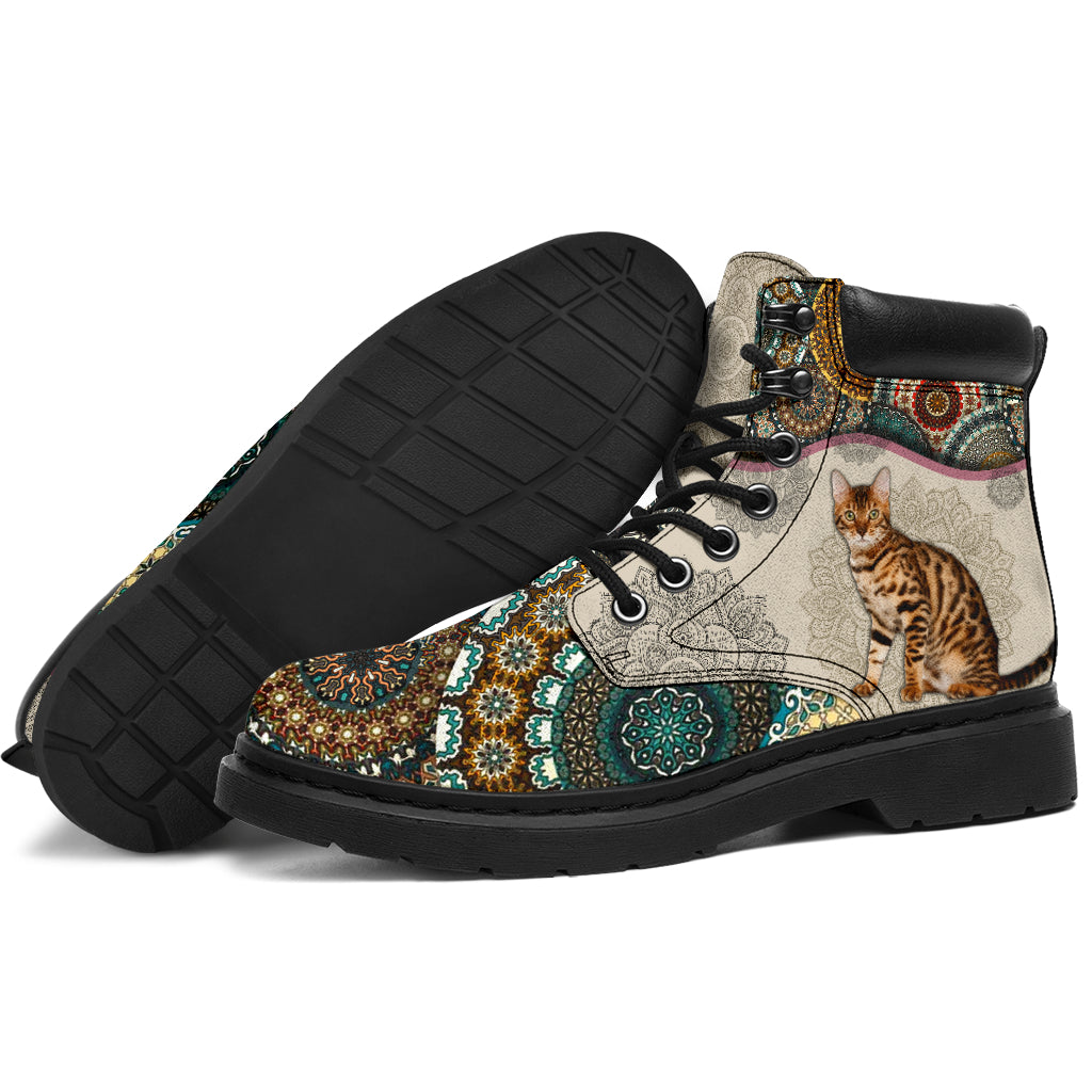 Bengal Cat - Vintage Mandala Asboot Sky - Love All Season Boots