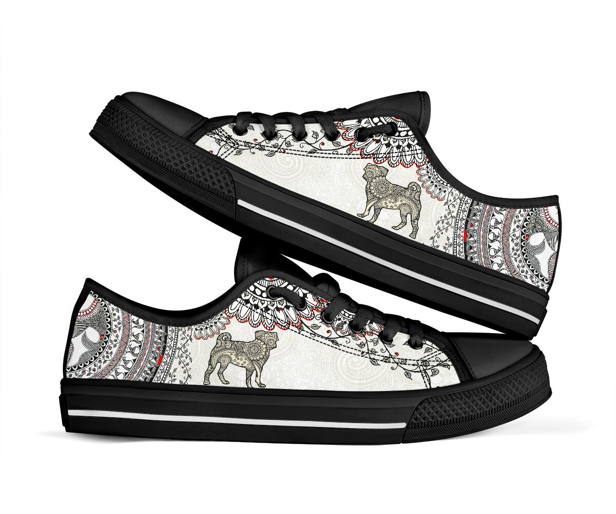 Pug Mandala Pattern - Low Top Shoe - Love Love Top Shoes