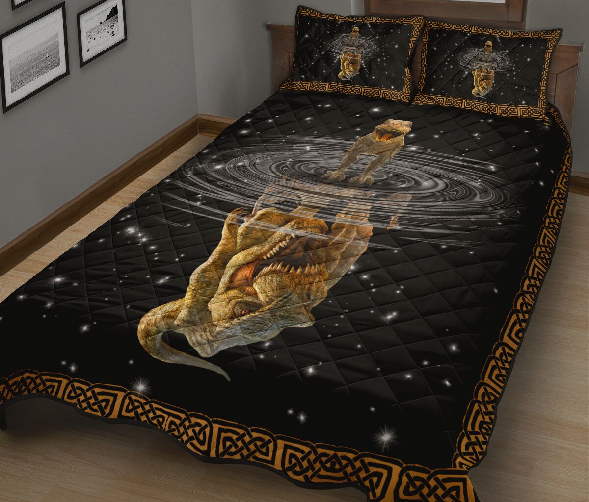 T Rex Reflection Mandala Style Quilt Bed Set - Love Quilt Bedding Set