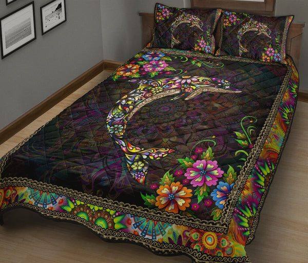 Dolphin Mandala Colorful Style Quilt Bed Set - Love Quilt Bedding Set