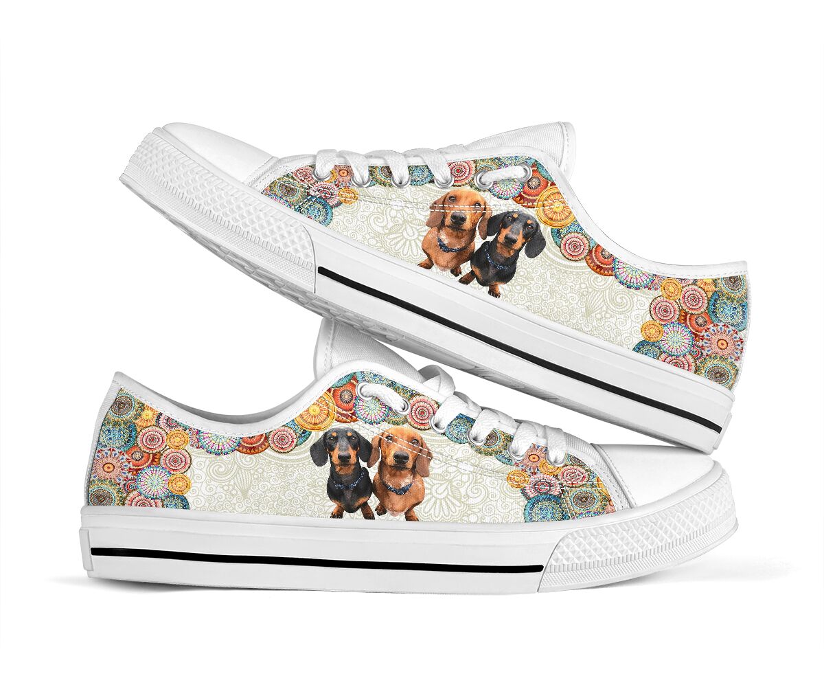 Dachshund Mandala Color Pattern - Low Top Shoe - Love Love Top Shoes