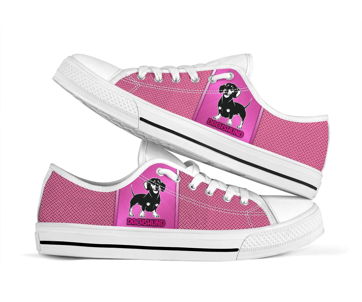 Dachshund Sliver Pink - Low Top Shoe - Love Love Top Shoes