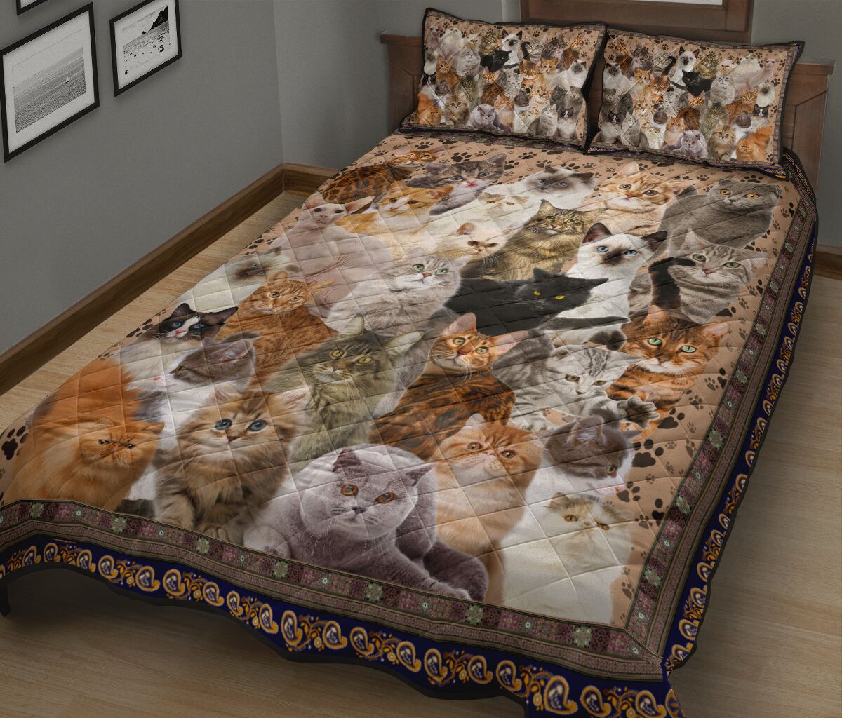 Cat Quilt Bed Set 85 - Love Quilt Bedding Set