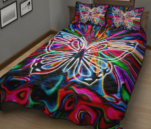 Butterfly Hippie Style Quilt Bed Set - Love Quilt Bedding Set