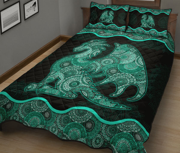 Quilt Bed Set - Turquoise Dragon 28 - Love Quilt Bedding Set