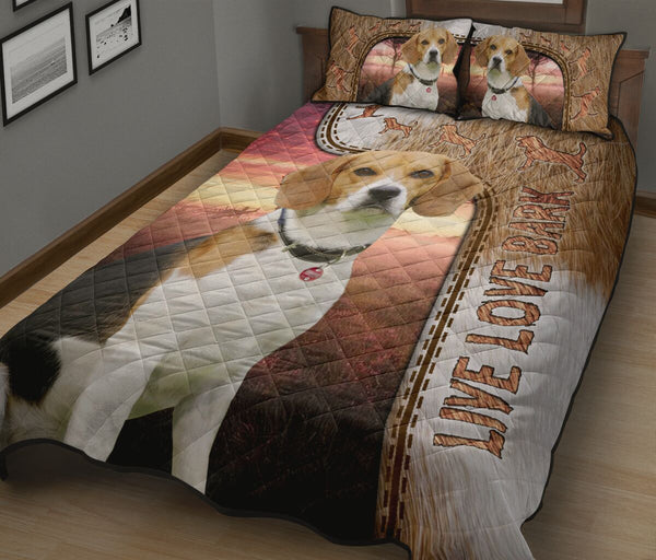 Live Love Bark Beagle - Bed Set - Love Quilt Bedding Set