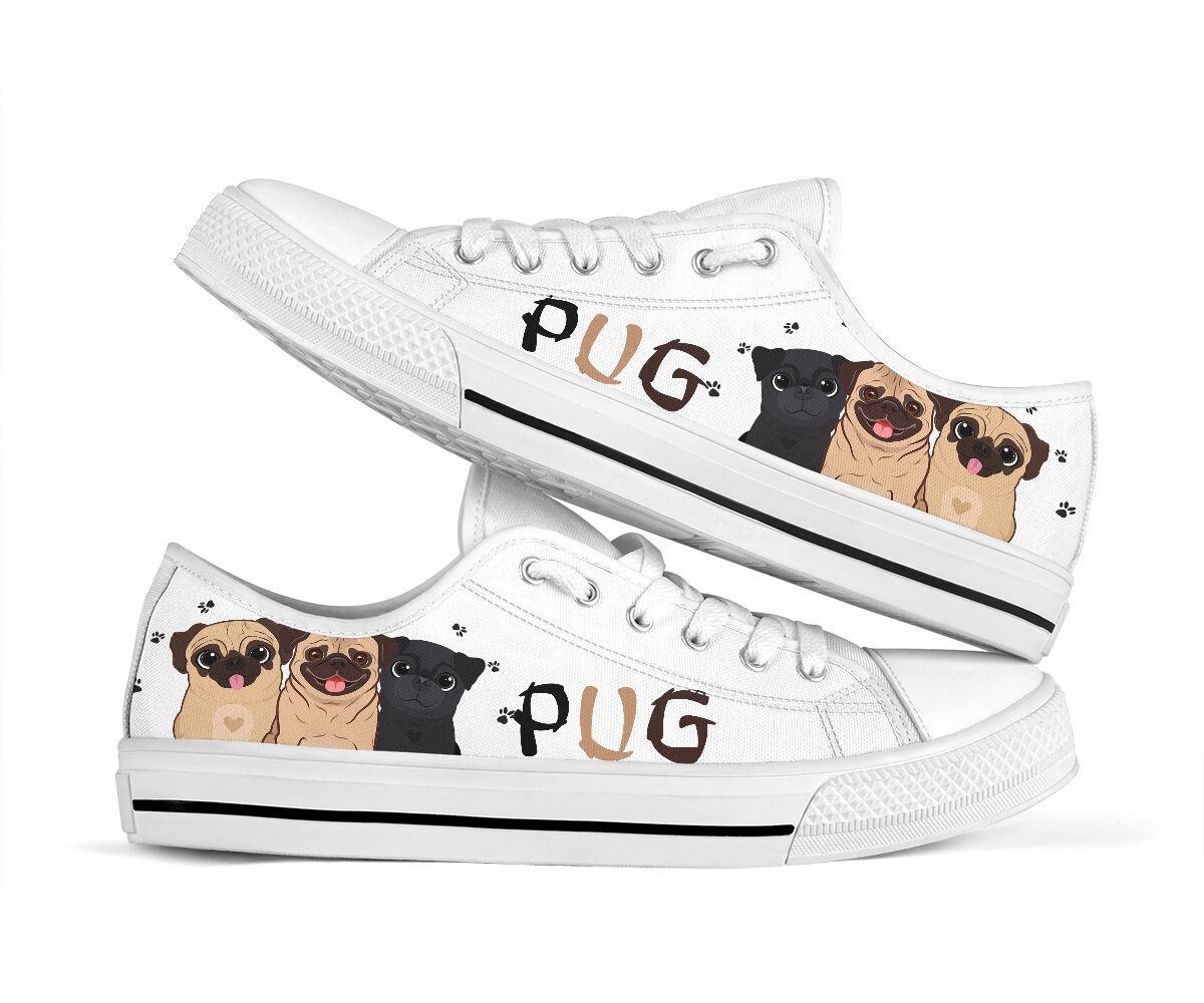 Pug Cartoon - Low Top Shoe - Love Love Top Shoes