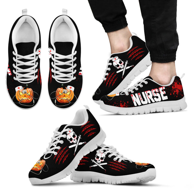 Nurse Halloween Blood Shoes Sneakers, Running Shoes, Shoes For Women, Shoes For Men, Custom - Love Sneakers