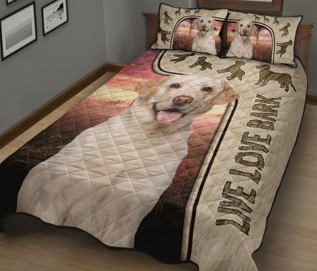 Live Love Bark Labrador- Bed Set - Love Quilt Bedding Set