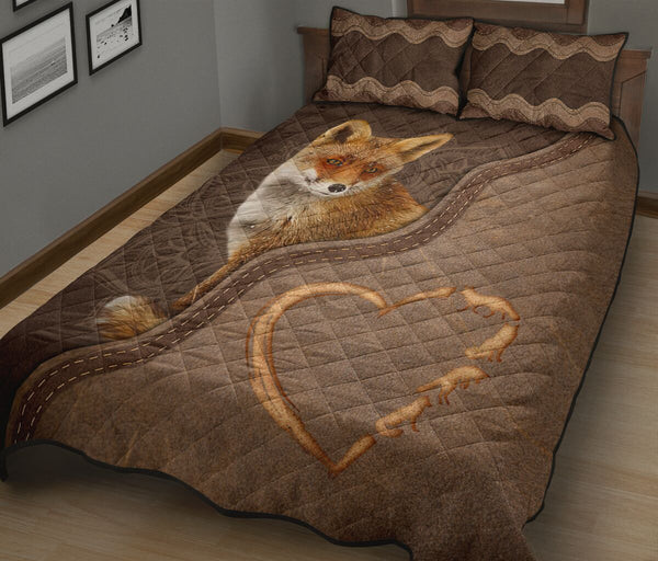 Fox Animal Leather Quilt Bed Set - Love Quilt Bedding Set