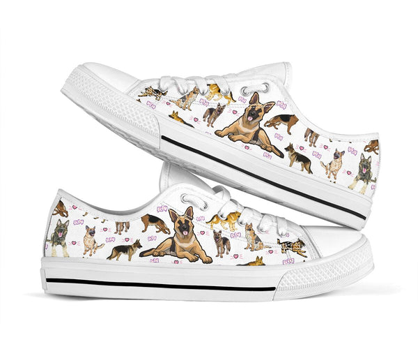 German Shepherd White - Low Top Shoe - Love Love Top Shoes