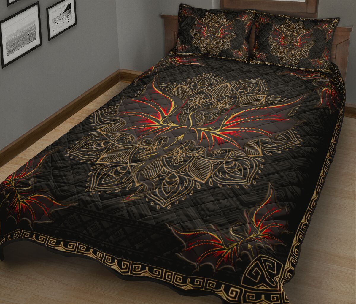Dragon Tribal Pattern Quilt Bed Set- Love Quilt Bedding Set
