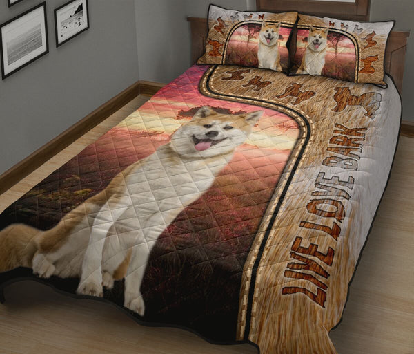 Live Love Bark Akita- Bed Set - Love Quilt Bedding Set