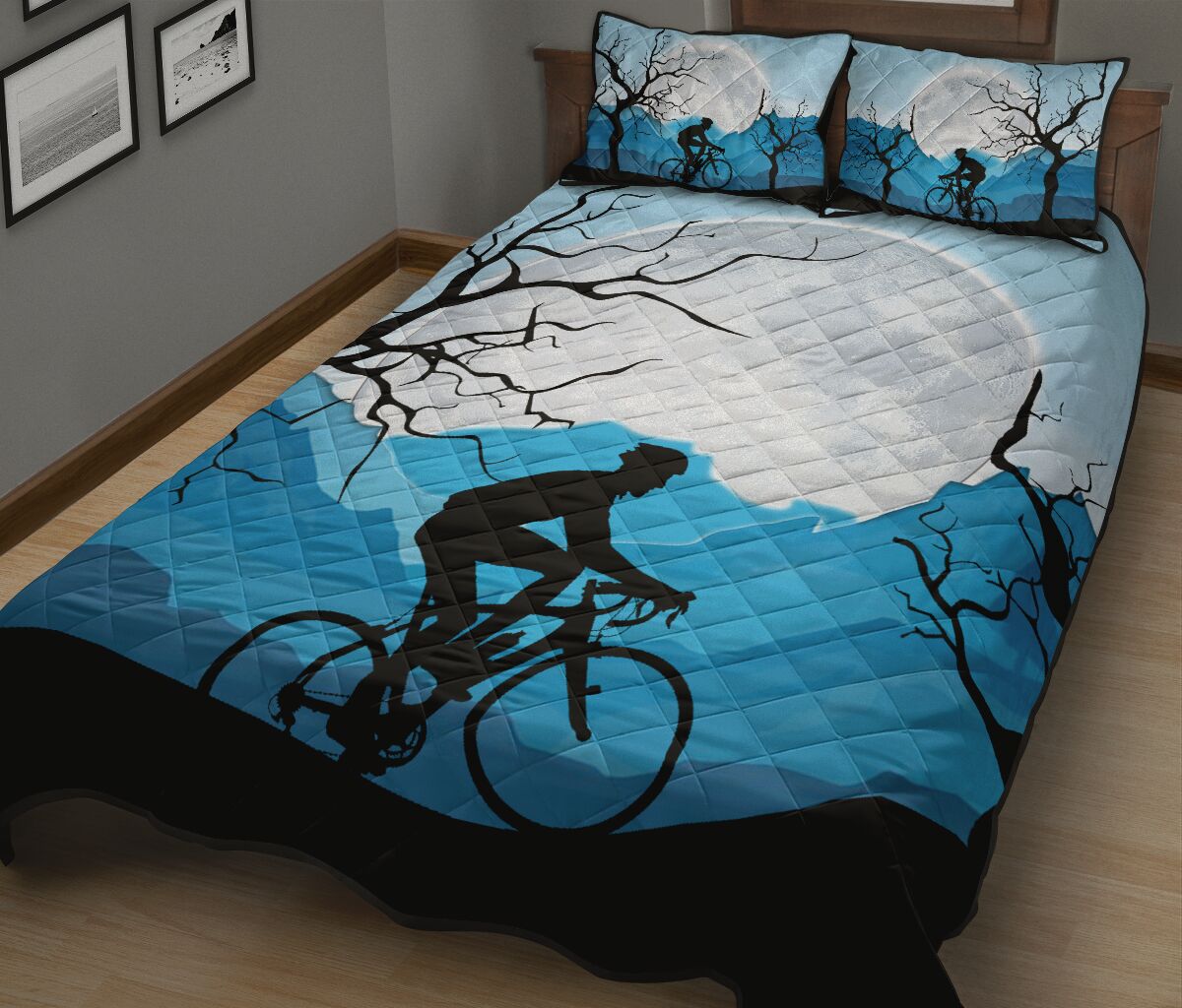 Cycling And Moon - Bed Set - Love Quilt Bedding Set