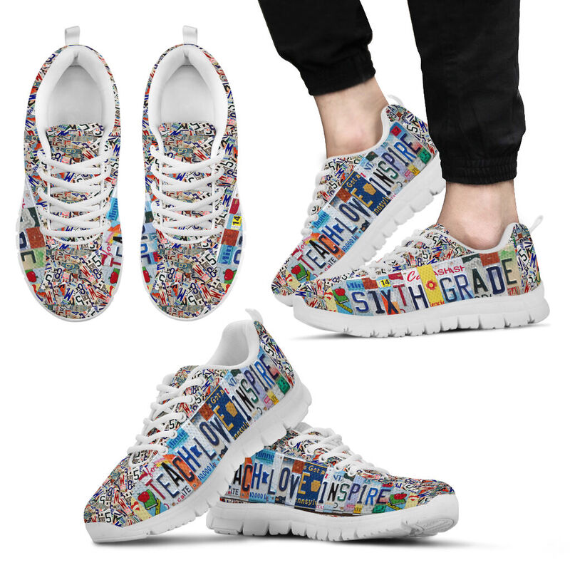 Sixth Grade License Plates Sneakers, Runni- Love Sneakers