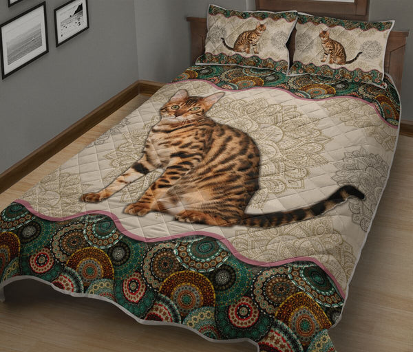 Bengal Cat - Vintage Mandala Quilt Bedding Set