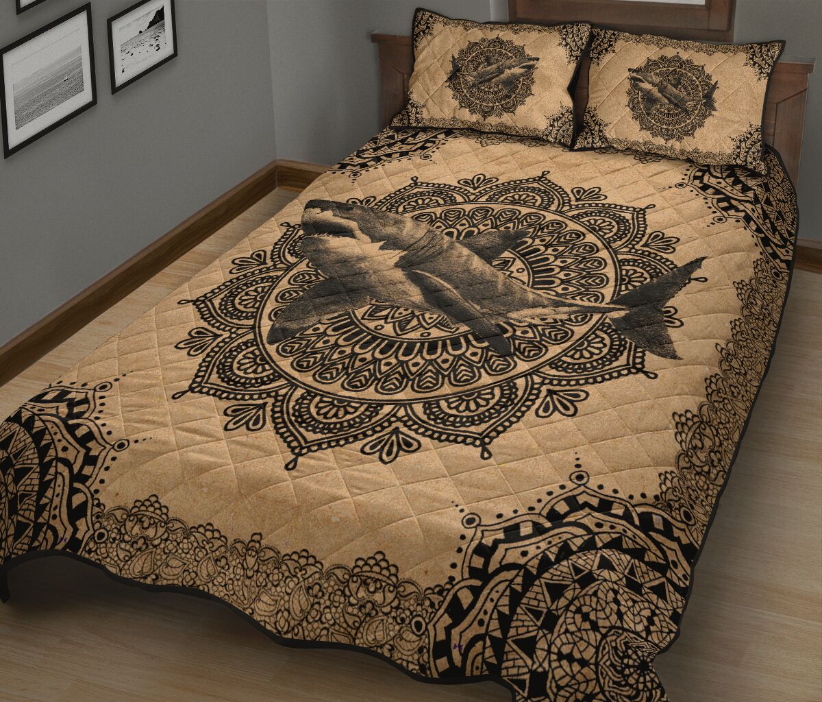 Shark Kraft Style Quilt Bed Set - Love Quilt Bedding Set