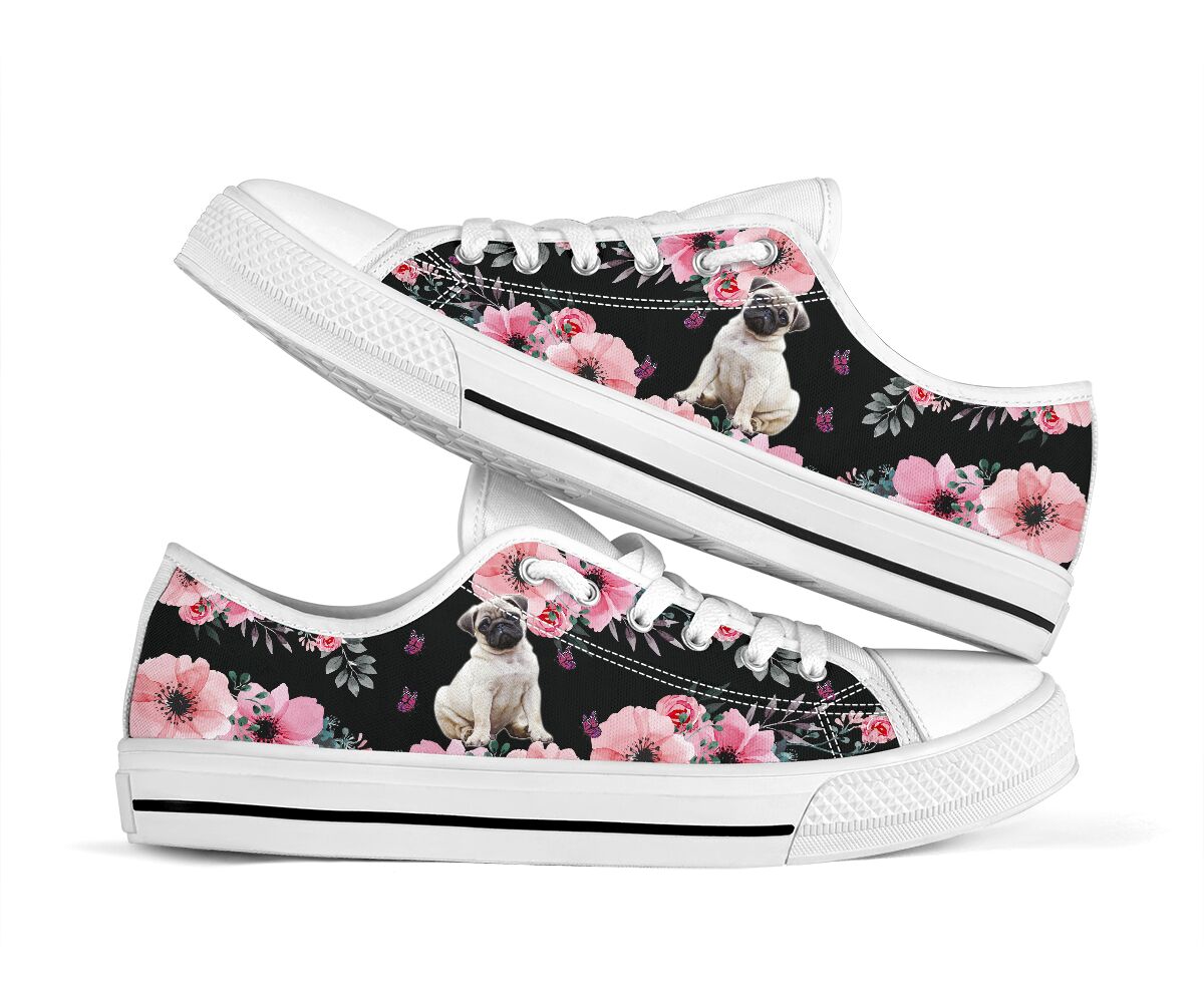Pug Flower - Low Top Shoe - Love Love Top Shoes