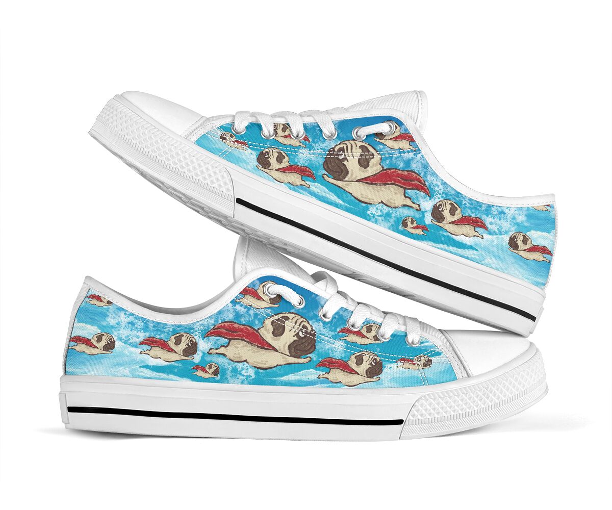Pug Superman - Low Top  - Love Love Top Shoes