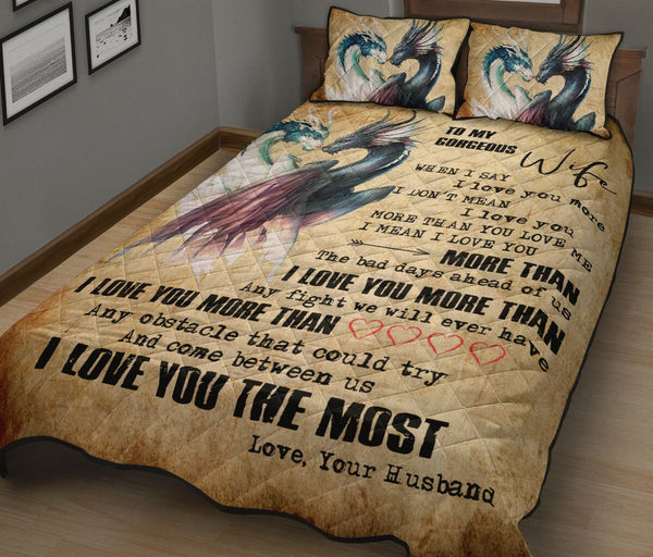 To My Gorgeous Dragon Quilt Bed Set - Love Quilt Bedding Set